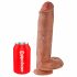 King Cock 11 - piesūceknis, ar sēkliniekiem dildo (28 cm) - tumšs naturāls