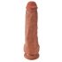 King Cock 11 - liels piesūceknis, ar sēkliniekiem dildo (28 cm) - tumšs dabīgs 