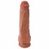 King Cock 11 - piesūceknis, ar sēkliniekiem dildo (28 cm) - tumšs naturāls