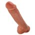 King Cock 11 - liels piesūceknis, ar sēkliniekiem dildo (28 cm) - tumšs dabīgs 