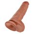 King Cock 11 - liels piesūceknis, ar sēkliniekiem dildo (28 cm) - tumšs dabīgs 