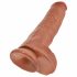 King Cock 11 - piesūceknis, ar sēkliniekiem dildo (28 cm) - tumšs naturāls