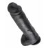 King Cock 11 - liels piesūcekņa dildo ar sēkliniekiem (28cm) - melns 