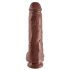 King Cock 11 - liels piesūcekņa dildo ar sēkliniekiem (28 cm) - brūns 