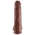 King Cock 11 - liels piesūcekņa, sēklinieku dildo (28 cm) - brūns