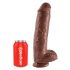 King Cock 11 - liels piesūcekņa dildo ar sēkliniekiem (28 cm) - brūns 