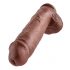 King Cock 11 - liels piesūcekņa dildo ar sēkliniekiem (28 cm) - brūns 