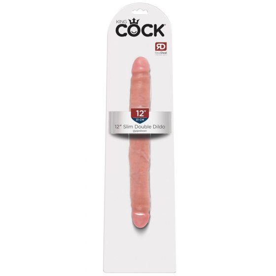 King Cock 12 Slim - reālistisks dubults dildo (31cm) - dabīga krāsa