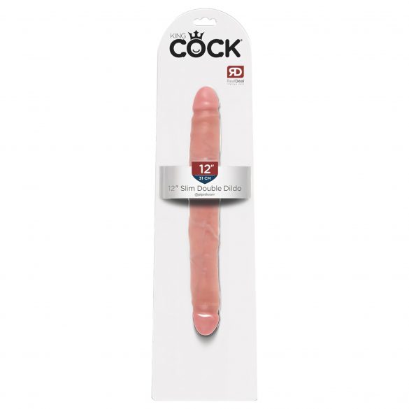 King Cock 12 Slim - dabīga divkāršā dildo (31 cm) - naturāls