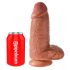 King Cock 9 Chubby - piesūceknis, ar sēklinieku dildo (23 cm) - tumšs dabīgs 