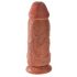 King Cock 9 Chubby - piesūceknis, ar sēklinieku dildo (23 cm) - tumšs dabīgs 