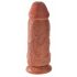 King Cock 9 Chubby - piesūceknis, ar sēklinieku dildo (23 cm) - tumšs dabīgs 