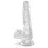 King Cock Clear 6 - piesūceknis, ar sēkliniekiem, mazs dildo (15 cm) 