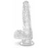 King Cock Clear 6 - piesūceknis, ar sēkliniekiem, mazs dildo (15 cm) 