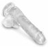 King Cock Clear 6 - piesūceknis, ar sēkliniekiem, mazs dildo (15 cm) 