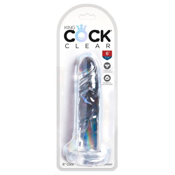 King Cock Clear 8 - tapadókorongos herés dildó (20cm)