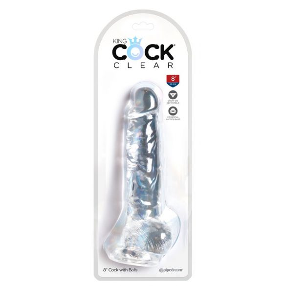 King Cock Clear 8 - piepieduris, ar sēkliniekiem dildo (20cm) 