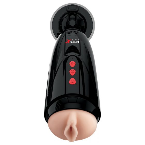 PDX Elite Dirty Talk - akumulators, vibrējošs mākslīgā vagīna masturbators (melns)