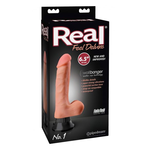 Real Feel Deluxe Nr.1 - reālistisks vibrators ar sēkliniekiem (dabiska krāsa) 