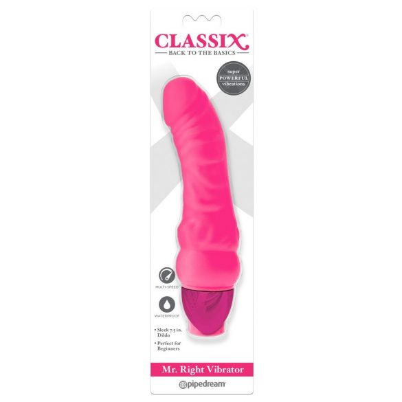 Classix Mr. Right - iesācēja silikona vibrators ar peni (rozā) 