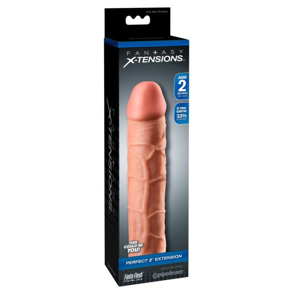 X-TENSION Perfect 2 - dabīgā izskata dzimumlocekļa uzmava (20,3 cm) 