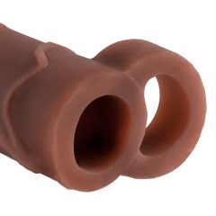   X-TENSION Perfect 2 - munstsūkļa dzimumlocekļa pagarinājums ar sēklinieku gredzenu (19 cm) - tumšs natūrs