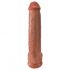 King Cock 15 - piesūcekņa pamatne, milzu dildo (38 cm) ar sēkliniekiem - tumša dabiskā krāsa