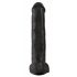 Karaliskais gailis 15 - ar piesūcekni, ar sēkliniekiem dildo (38 cm) - melns