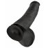 Karaliskais gailis 15 - ar piesūcekni, ar sēkliniekiem dildo (38 cm) - melns