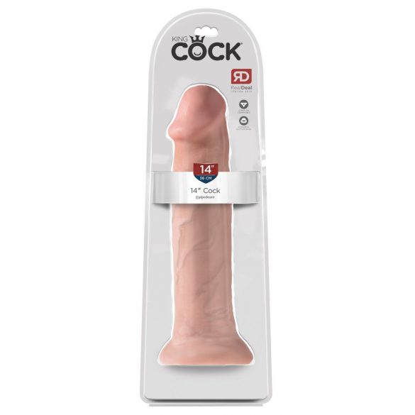 King Cock 14 - piesūcekņa bāze, liels dildo (36 cm) - dabīgs 