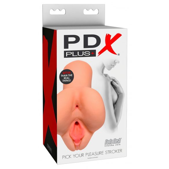 PDX Pick Your Pleasure Stroker - 2in1 reālistisks masturbators (dabīgs) 