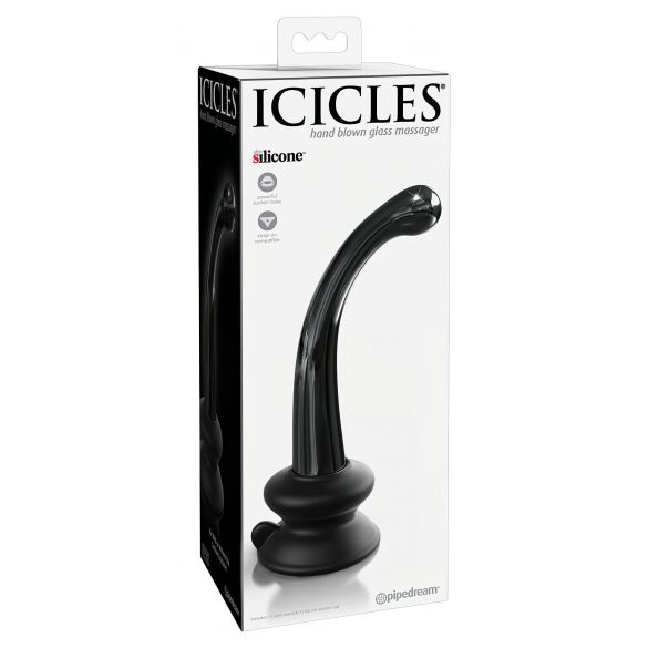 Icicles Nr. 87 - G un P punktu stikla dildo (melns) 