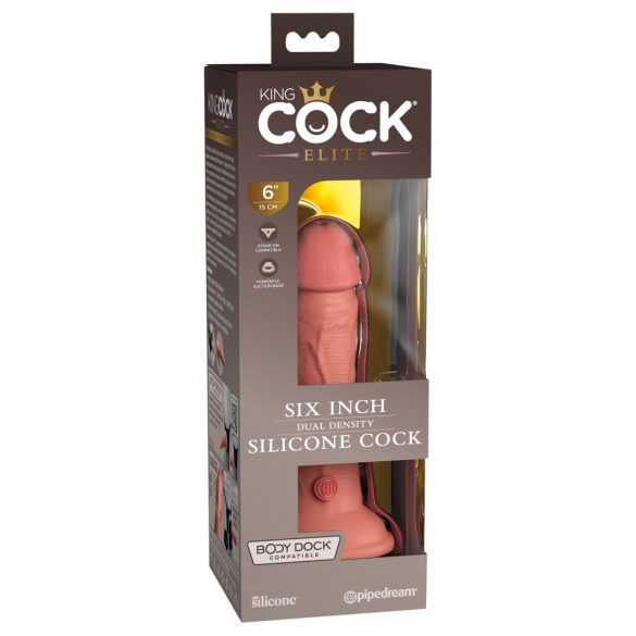 King Cock Elite 6 - ar piesūcekni, reālistisks dildo (15cm) - naturāls 