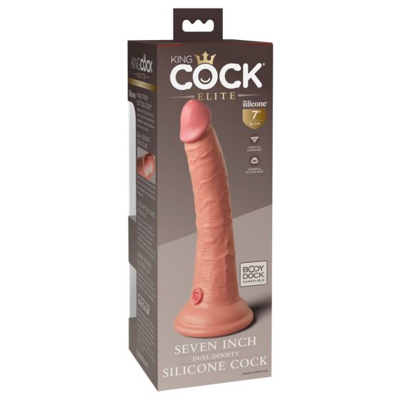 King Cock Elite 7 piesūcekņa pamatne, reālistisks dildo (18cm) - dabīgs