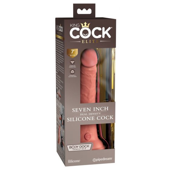 King Cock Elite 7 piesūcekņa pamatne, reālistisks dildo (18cm) - dabīgs