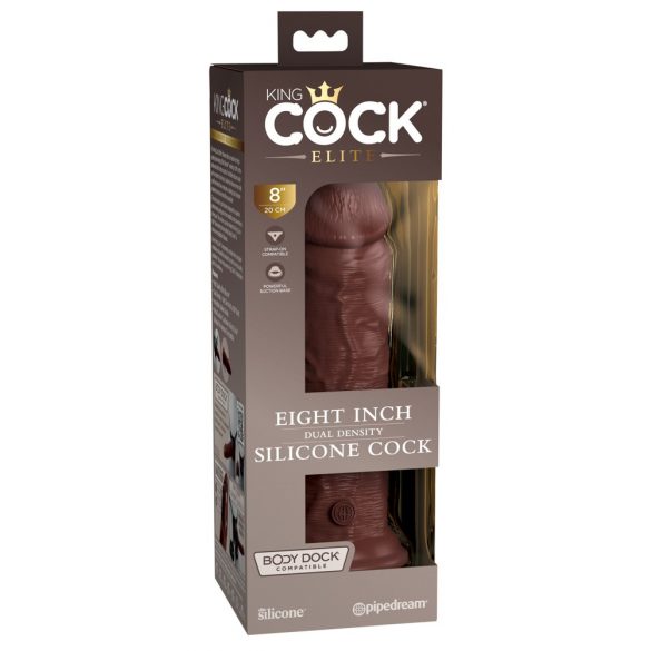 King Cock Elite 8 - piesūceknis, reālistisks dildo (20cm) - brūns 