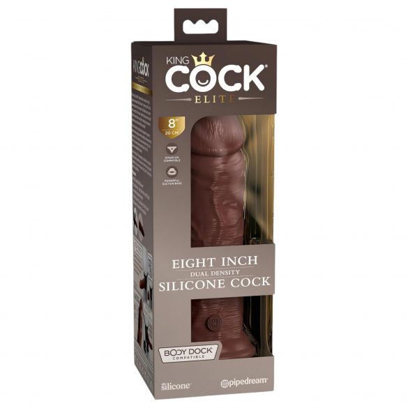 King Cock Elite 8 - piesūceknis, reālistisks dildo (20cm) - brūns 