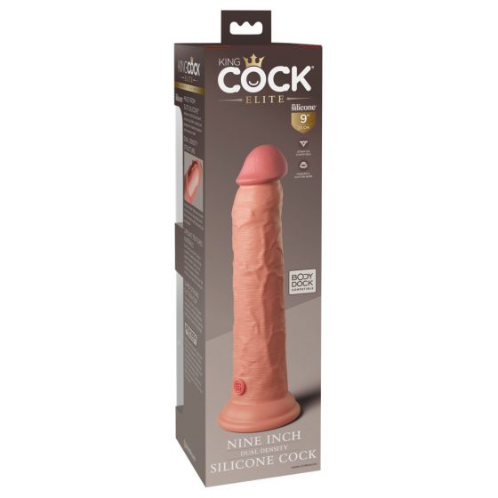 King Cock Elite 9 - kleepuv aluseks, endliselt naturaalne dildo (23cm) - naturaalne