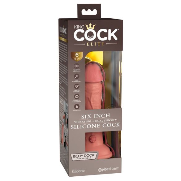 King Cock Elite 6 - piesūceknis, reālistisks vibrators (15 cm) - dabīgs 