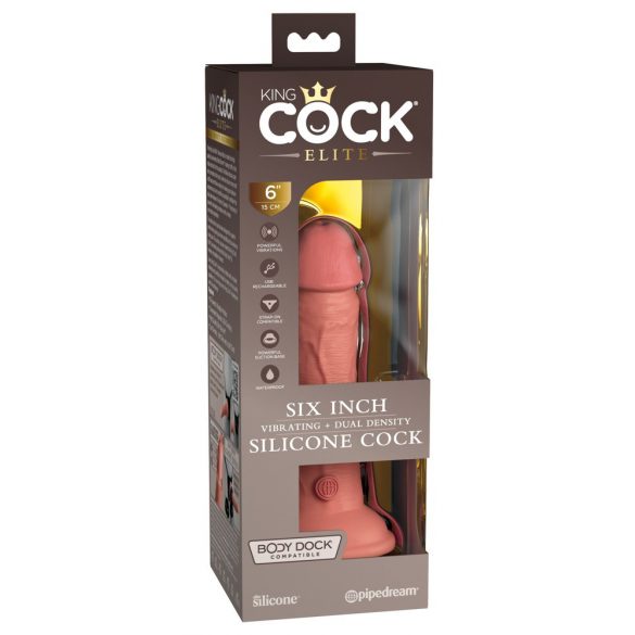 King Cock Elite 6 - ar piesūcekni, reālistisks vibrators 15 cm (tumši dabīgs) 