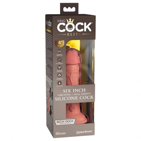 King Cock Elite 6 - ar piesūcekni, reālistisks vibrators 15 cm (tumši dabīgs) 