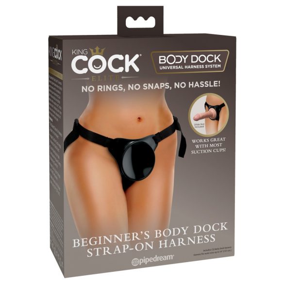 King Cock Elite Beginner's Body Dock - melns stiprināms strapons iesācējiem 