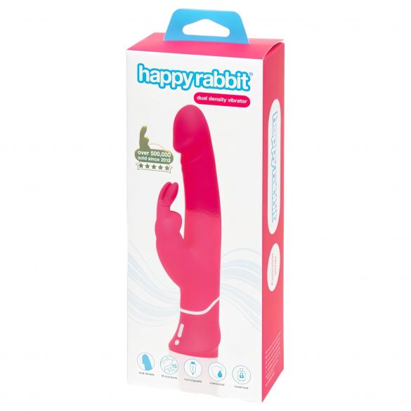 Happyrabbit Dual Density - ūdensizturīgs vibrator ar klitora stimulāciju (rozā) 