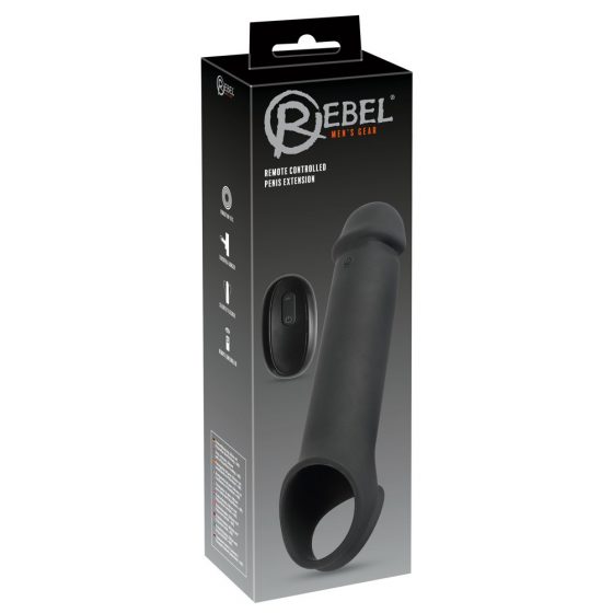 Rebel - akumulatora, radio vibrējošais dzimumlocekļa uzmava (melna)
