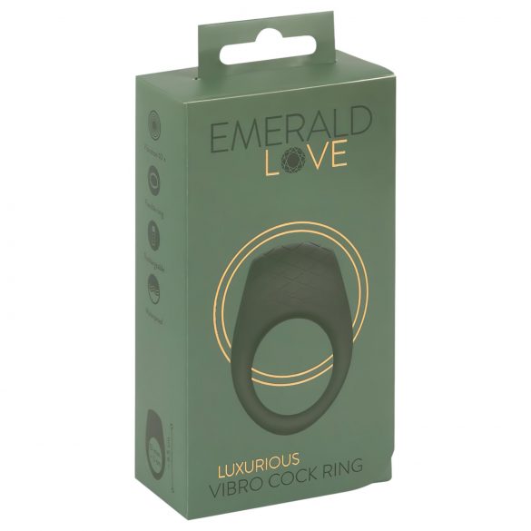 Emerald Love - akumulatora, ūdensizturīgs vibrējošs dzimumlocekļa gredzens (zaļš) 