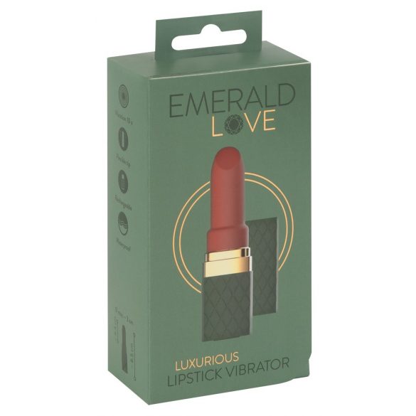 Emerald Love - akumulatora, ūdensizturīgs lūpukrāsas vibrators (zaļš-sarkans)