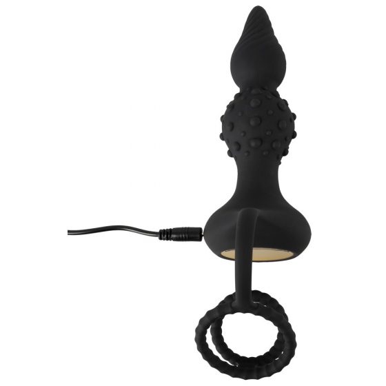 Rebel 2in1 - akumulatorski, radio vadāms anālais vibrators ar dzimumlocekļa gredzenu (melns)