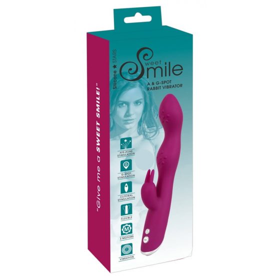 SMILE - elastīgs vibrators ar klitora stimulācijas roku un A un G punkta stimulāciju (violets)