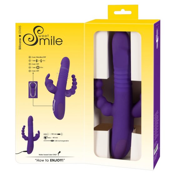 SMILE Triple - akumulatora, trīskaršu roktura, rotējošs-izsist vibrators (violets)