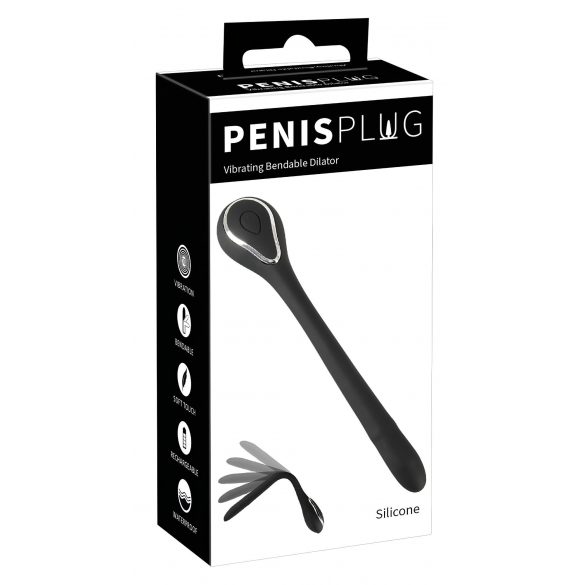 Penisa spraudnis dilators - akumulatora urīnceļu vibrators (0,6-1,1 cm) - melns 